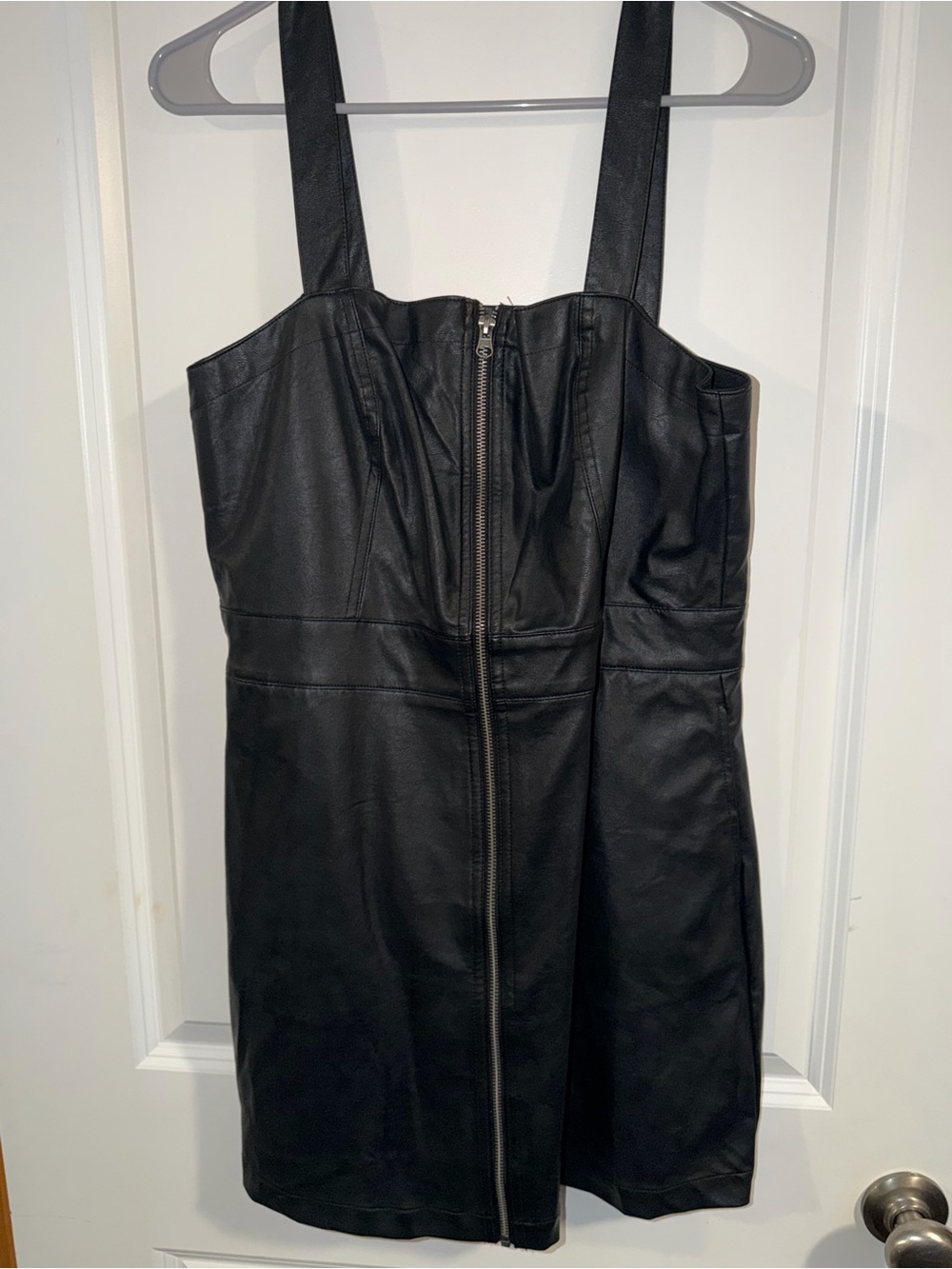 wild fable Black Faux Leather Zip-Front Mini Dress